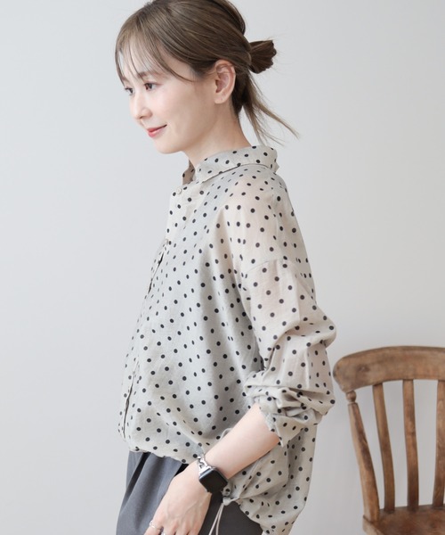 イチアンティクス、ベージュドットキュロット ドットドロストシャツ（シャツ/ブラウス）｜AMERICAN HOLIC