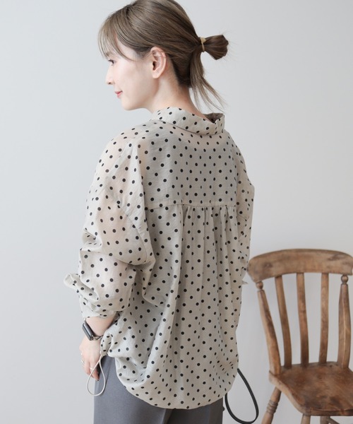 AMERICAN HOLIC(アメリカンホリック)の「ドットドロストシャツ(シャツ/ブラウス・レディース・ピンクベージュ/ブラック・M/L)」の11枚目の写真