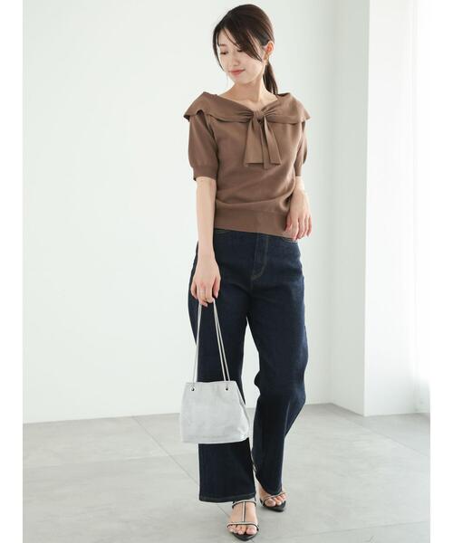 Te chichi(テチチ)の「フロントリボンオフショルライクニット(ニット/セーター・レディース・チャコールグレー/ブラック/モカ・F)」の19枚目の写真