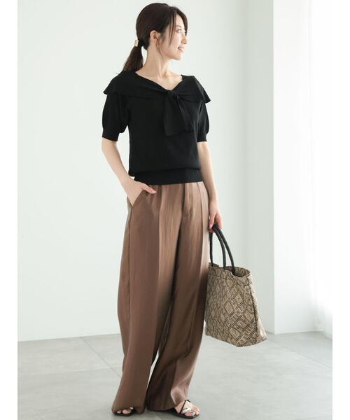 Te chichi(テチチ)の「フロントリボンオフショルライクニット(ニット/セーター・レディース・チャコールグレー/ブラック/モカ・F)」の17枚目の写真