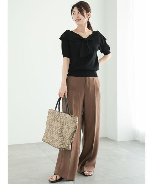 Te chichi(テチチ)の「フロントリボンオフショルライクニット(ニット/セーター・レディース・チャコールグレー/ブラック/モカ・F)」の16枚目の写真