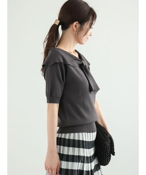 Te chichi(テチチ)の「フロントリボンオフショルライクニット(ニット/セーター・レディース・チャコールグレー/ブラック/モカ・F)」の10枚目の写真