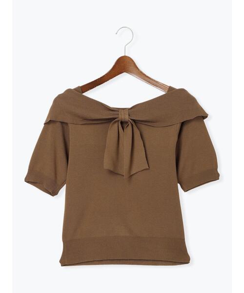 Te chichi(テチチ)の「フロントリボンオフショルライクニット(ニット/セーター・レディース・チャコールグレー/ブラック/モカ・F)」の7枚目の写真