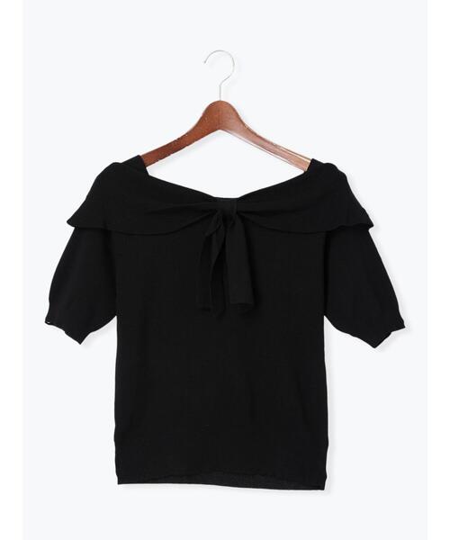 Te chichi(テチチ)の「フロントリボンオフショルライクニット(ニット/セーター・レディース・チャコールグレー/ブラック/モカ・F)」の6枚目の写真