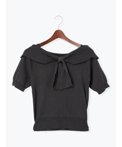 Te chichi(テチチ)の「フロントリボンオフショルライクニット(ニット/セーター・レディース・チャコールグレー/ブラック/モカ・F)」の5枚目の写真