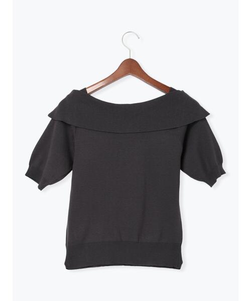Te chichi(テチチ)の「フロントリボンオフショルライクニット(ニット/セーター・レディース・チャコールグレー/ブラック/モカ・F)」の4枚目の写真