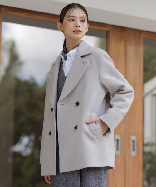 J.PRESS Ladies(J.プレス レディス)の「Jackal 140sソフトメルトン Pコート(ピーコート・レディース・ネイビー系/ベージュ系/ライトグレー系・XS/S)」の5枚目の写真