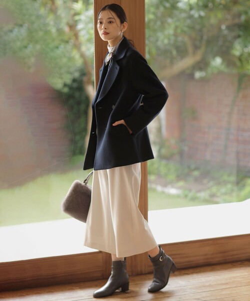 J.PRESS Ladies(J.プレス レディス)の「Jackal 140sソフトメルトン Pコート(ピーコート・レディース・ネイビー系/ベージュ系/ライトグレー系・XS/S)」の8枚目の写真