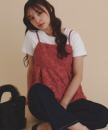 index | 《andGIRL掲載》カットジャカードキャミソール/セットアップ対応【洗濯機洗い可】(タンクトップ)