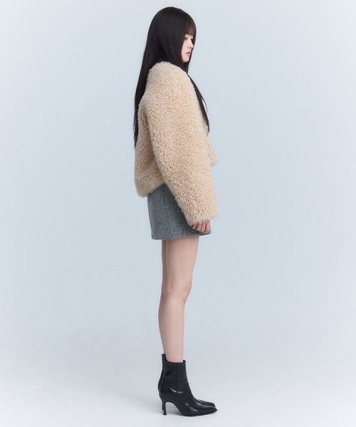 eimy istoire リボンジャケット ピンクベージュ エイミーイストワール EIMY ISTOIRE French poodle fur リボン