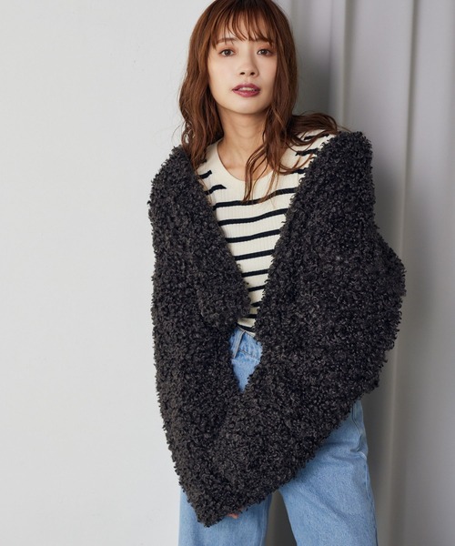 mysty woman（ミスティウーマン）の「プードルファーブルゾン  126026（ブルゾン・レディース・モカ/ブラック/オフホワイト・FREE）」の9枚目の写真