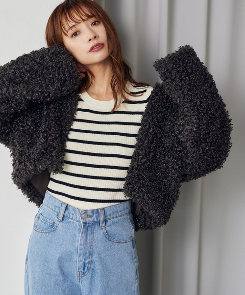 mysty woman（ミスティウーマン）の「プードルファーブルゾン  126026（ブルゾン・レディース・モカ/ブラック/オフホワイト・FREE）」の10枚目の写真