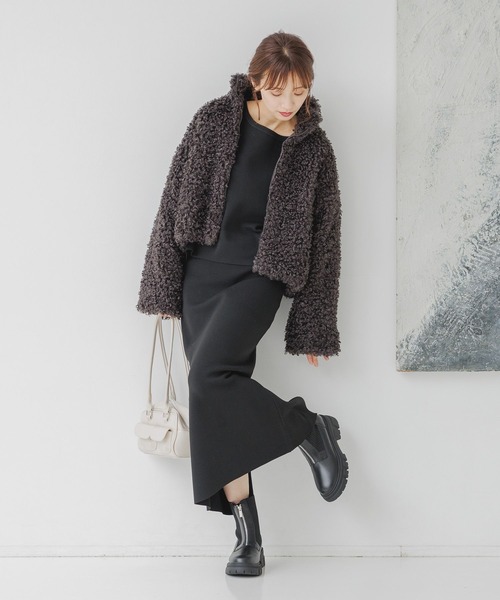 mysty woman（ミスティウーマン）の「プードルファーブルゾン  126026（ブルゾン・レディース・モカ/ブラック/オフホワイト・FREE）」の12枚目の写真