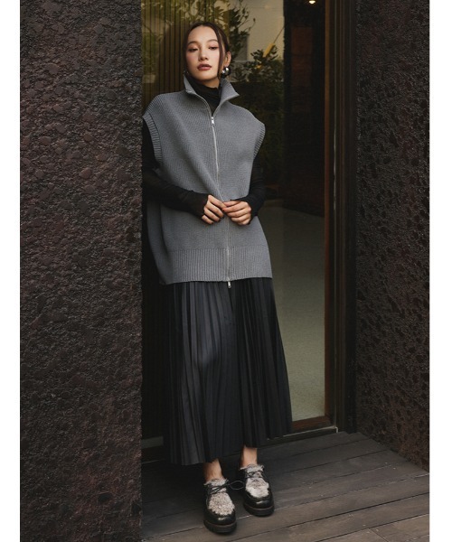 Edit Sheen（エディットシーン）の「フェイクレザープリーツスカート（スカート・レディース・ブラウン/ブラック・M）」の10枚目の写真