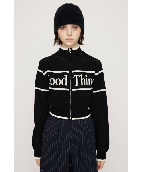 SLY（スライ）の「【2サイズ展開】LINE LOGO ZIP C/D ライン ロゴ ジップ カーディガン（カーディガン/ボレロ・レディース・ブラック/アイボリー/杢グレー・1/2）」の6枚目の写真