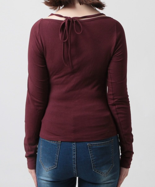 Julia Boutique（ジュリアブティック）の「ホルターネックカットソー（Tシャツ/カットソー・レディース・ボルドー/ベージュ/ブラック/グレー・ONE）」の7枚目の写真