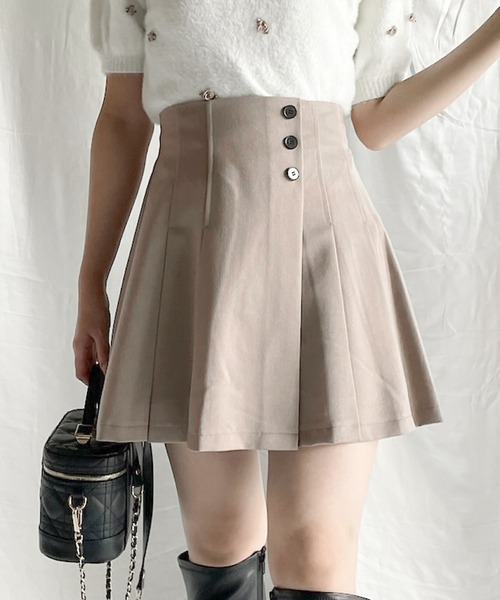 NOMAE（ノーマエ）の「サイドプリーツミニスカパン（スカート・レディース・ダークグレー/ブラック/ライトブラウン/ブラック系その他/ベージュ系その他・FREE）」の4枚目の写真