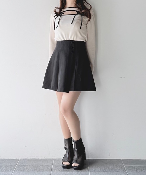 NOMAE（ノーマエ）の「サイドプリーツミニスカパン（スカート・レディース・ダークグレー/ブラック/ライトブラウン/ブラック系その他/ベージュ系その他・FREE）」の12枚目の写真