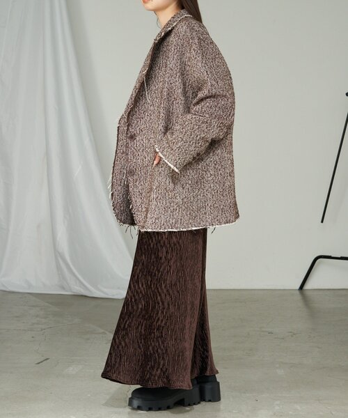 RAY CASSIN（レイカズン）の「【セットアップ対応/新色追加】オーバーサイズジャケット / ツイード　チェック（テーラードジャケット・レディース・ブラック系その他2/ブラック/グレー系その他2/グレー系その他3/ブラウン系その他2・FREE）」の9枚目の写真