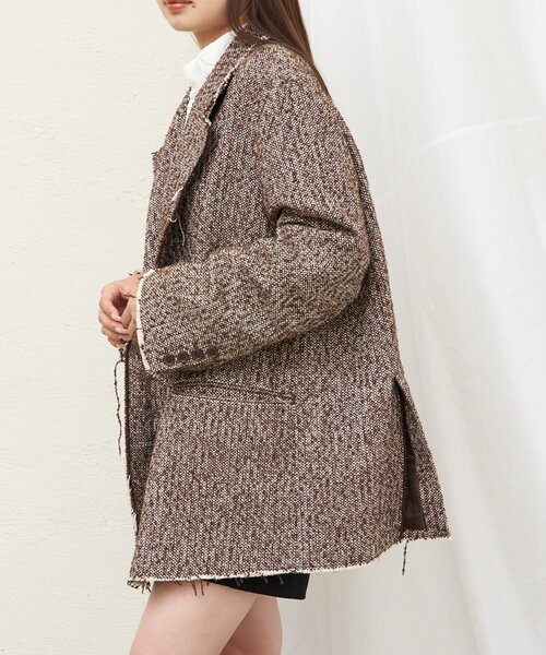 RAY CASSIN（レイカズン）の「【セットアップ対応/新色追加】オーバーサイズジャケット / ツイード　チェック（テーラードジャケット・レディース・ブラック系その他2/ブラック/グレー系その他2/グレー系その他3/ブラウン系その他2・FREE）」の20枚目の写真