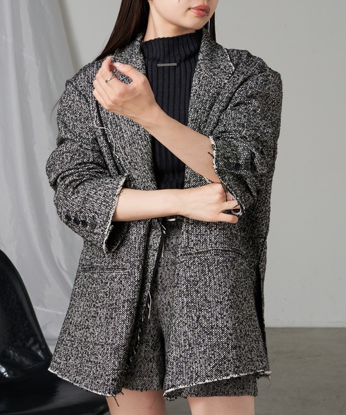 RAY CASSIN（レイカズン）の「【セットアップ対応/新色追加】オーバーサイズジャケット / ツイード　チェック（テーラードジャケット・レディース・ブラック系その他2/ブラック/グレー系その他2/グレー系その他3/ブラウン系その他2・FREE）」の18枚目の写真