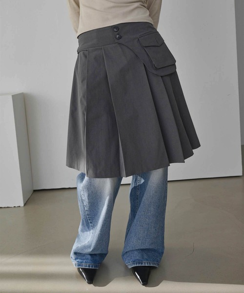 【2024A/W新作アイテム】 【ベルトポケット取り外し可能】【ウエストゴム仕様】ベーシックプリーツセミロングスカート（スカート）｜UNE MANSION（ユヌマンション）
