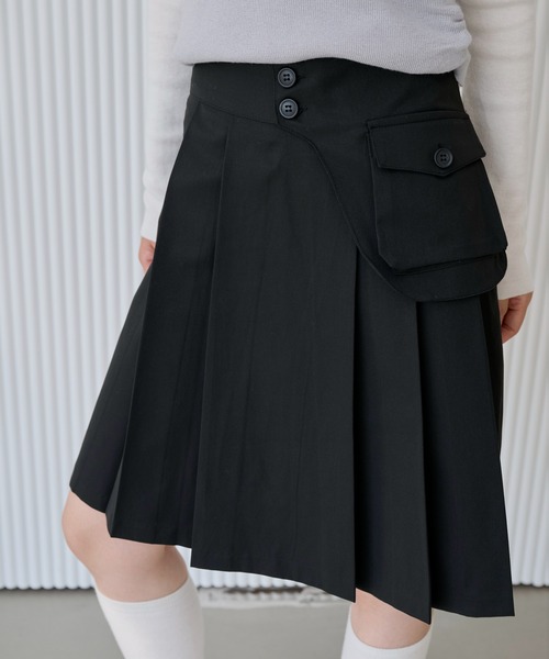 【2024A/W新作アイテム】 【ベルトポケット取り外し可能】【ウエストゴム仕様】ベーシックプリーツセミロングスカート（スカート）｜UNE MANSION（ユヌマンション）