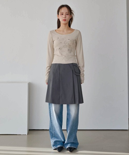 【2024A/W新作アイテム】 【ベルトポケット取り外し可能】【ウエストゴム仕様】ベーシックプリーツセミロングスカート（スカート）｜UNE MANSION（ユヌマンション）