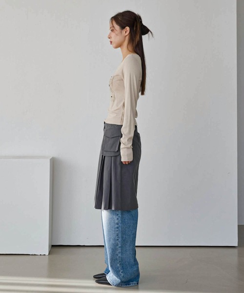 【2024A/W新作アイテム】 【ベルトポケット取り外し可能】【ウエストゴム仕様】ベーシックプリーツセミロングスカート（スカート）｜UNE MANSION（ユヌマンション）