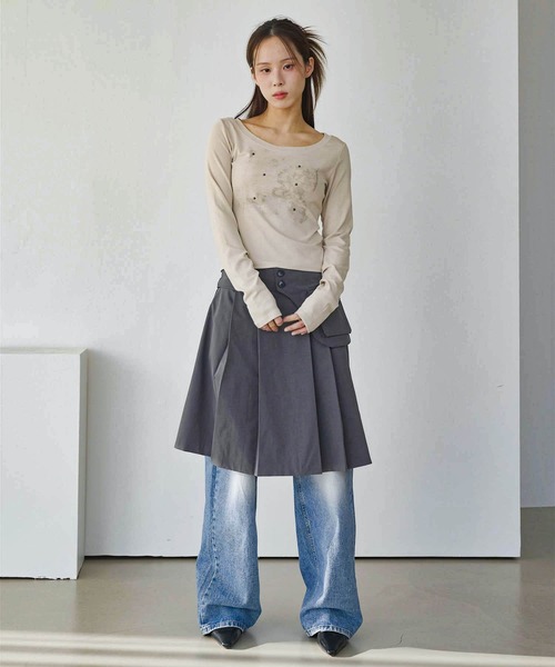 【2024A/W新作アイテム】 【ベルトポケット取り外し可能】【ウエストゴム仕様】ベーシックプリーツセミロングスカート（スカート）｜UNE MANSION（ユヌマンション）