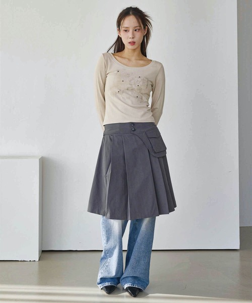 【2024A/W新作アイテム】 【ベルトポケット取り外し可能】【ウエストゴム仕様】ベーシックプリーツセミロングスカート（スカート）｜UNE MANSION（ユヌマンション）