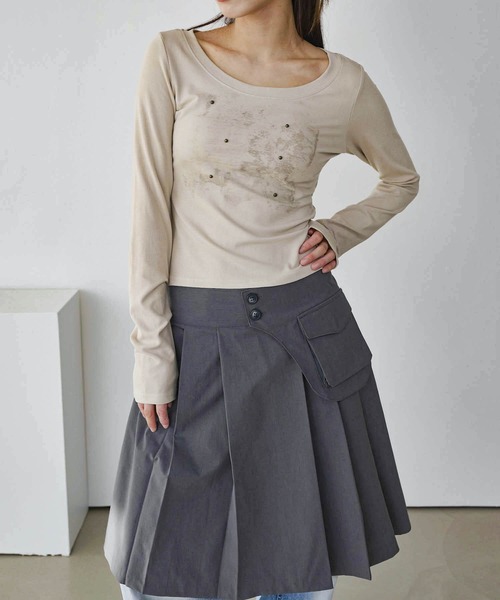 【2024A/W新作アイテム】 【ベルトポケット取り外し可能】【ウエストゴム仕様】ベーシックプリーツセミロングスカート（スカート）｜UNE MANSION（ユヌマンション）