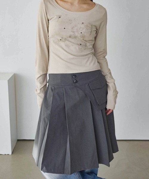 【2024A/W新作アイテム】 【ベルトポケット取り外し可能】【ウエストゴム仕様】ベーシックプリーツセミロングスカート（スカート）｜UNE MANSION（ユヌマンション）