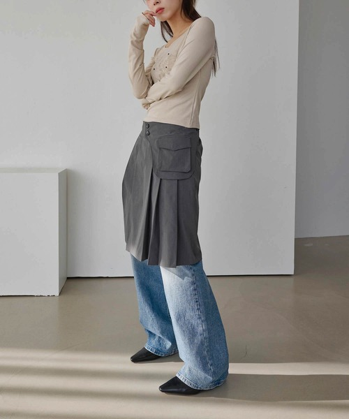【2024A/W新作アイテム】 【ベルトポケット取り外し可能】【ウエストゴム仕様】ベーシックプリーツセミロングスカート（スカート）｜UNE MANSION（ユヌマンション）