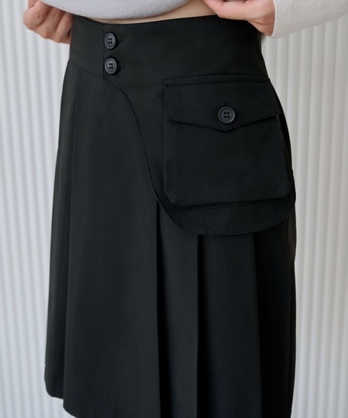 【2024A/W新作アイテム】 【ベルトポケット取り外し可能】【ウエストゴム仕様】ベーシックプリーツセミロングスカート（スカート）｜UNE MANSION（ユヌマンション）