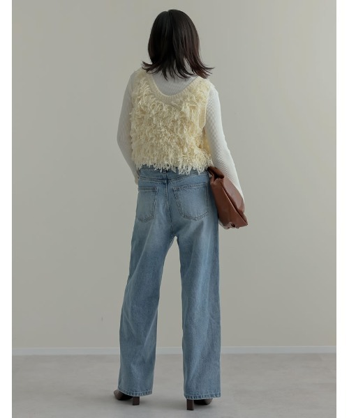 Re:EDIT（リエディ）の「ループフリンジニットベスト（ニット/セーター・レディース・ベージュ/ブラック/アイボリー・MEDIUM/LARGE）」の6枚目の写真