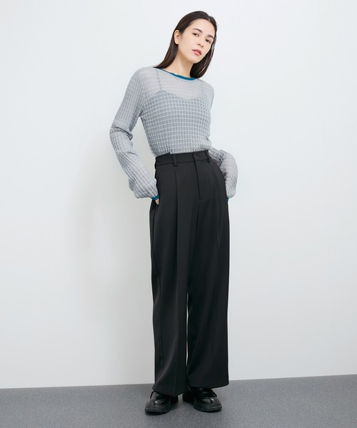 le cercle ADAM ET ROPE'(ルセルクルアダムエロペ)の「【セットアップ対応】タックスラックス(スラックス・レディース・ベージュ/ブラック・FREE)」の3枚目の写真