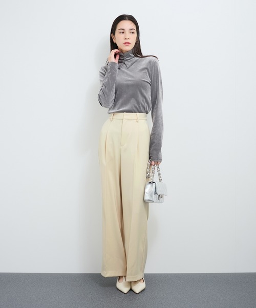 le cercle ADAM ET ROPE'(ルセルクルアダムエロペ)の「【セットアップ対応】タックスラックス(スラックス・レディース・ベージュ/ブラック・FREE)」の7枚目の写真