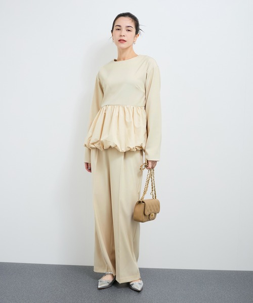 le cercle ADAM ET ROPE'(ルセルクルアダムエロペ)の「【セットアップ対応】タックスラックス(スラックス・レディース・ベージュ/ブラック・FREE)」の8枚目の写真