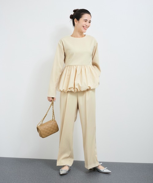 le cercle ADAM ET ROPE'(ルセルクルアダムエロペ)の「【セットアップ対応】タックスラックス(スラックス・レディース・ベージュ/ブラック・FREE)」の9枚目の写真