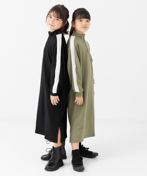 JAM & LINK(ジャムアンドリンク)の「ハーフジップ 裏毛ワンピース(ワンピース・キッズ・カーキ/ブラック/オートミール・130cm/140cm/150cm/160cm)」の20枚目の写真