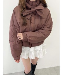 【PHILLY】フード付リボン中綿ジャケット