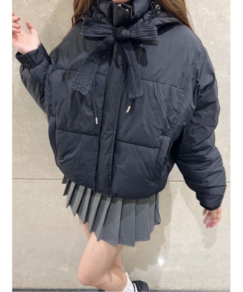 PHILLY(フィリー)の「【PHILLY】フード付リボン中綿ジャケット(ブルゾン・レディース・アイボリー/ブラック/ブラウン・FREE)」の11枚目の写真