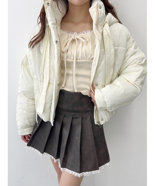 PHILLY(フィリー)の「【PHILLY】フード付リボン中綿ジャケット(ブルゾン・レディース・アイボリー/ブラック/ブラウン・FREE)」の9枚目の写真