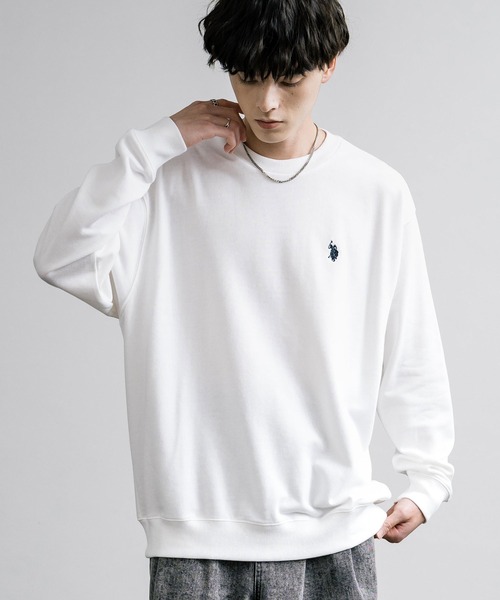 U.S. POLO ASSN.(ユーエスポロアッスン)の「U.S. POLO ASSN. ユーエスポロアッスン 裏毛ロゴ刺繍プルオーバートレーナー(スウェット・メンズ・グレー/ホワイト/アイボリー/ブラック/オートミール/ネイビー/ブルー・LL/M/L)」の2枚目の写真
