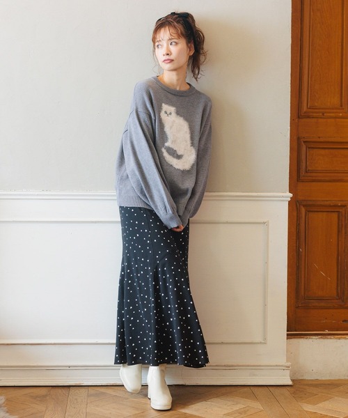 mysty woman(ミスティウーマン)の「【WEB限定】シャギーCATニットプルオーバー 282950(ニット/セーター・レディース・アイボリー/ライトピンク/チャコールグレー・FREE)」の9枚目の写真