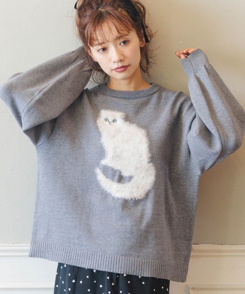 mysty woman(ミスティウーマン)の「【WEB限定】シャギーCATニットプルオーバー 282950(ニット/セーター・レディース・アイボリー/ライトピンク/チャコールグレー・FREE)」の11枚目の写真