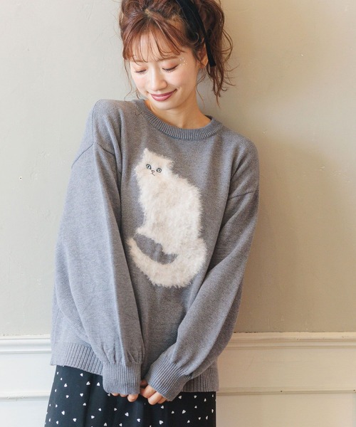 mysty woman(ミスティウーマン)の「【WEB限定】シャギーCATニットプルオーバー 282950(ニット/セーター・レディース・アイボリー/ライトピンク/チャコールグレー・FREE)」の12枚目の写真