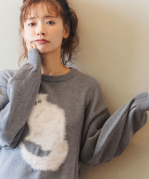 mysty woman(ミスティウーマン)の「【WEB限定】シャギーCATニットプルオーバー 282950(ニット/セーター・レディース・アイボリー/ライトピンク/チャコールグレー・FREE)」の13枚目の写真