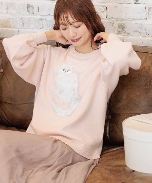 mysty woman(ミスティウーマン)の「【WEB限定】シャギーCATニットプルオーバー 282950(ニット/セーター・レディース・アイボリー/ライトピンク/チャコールグレー・FREE)」の16枚目の写真